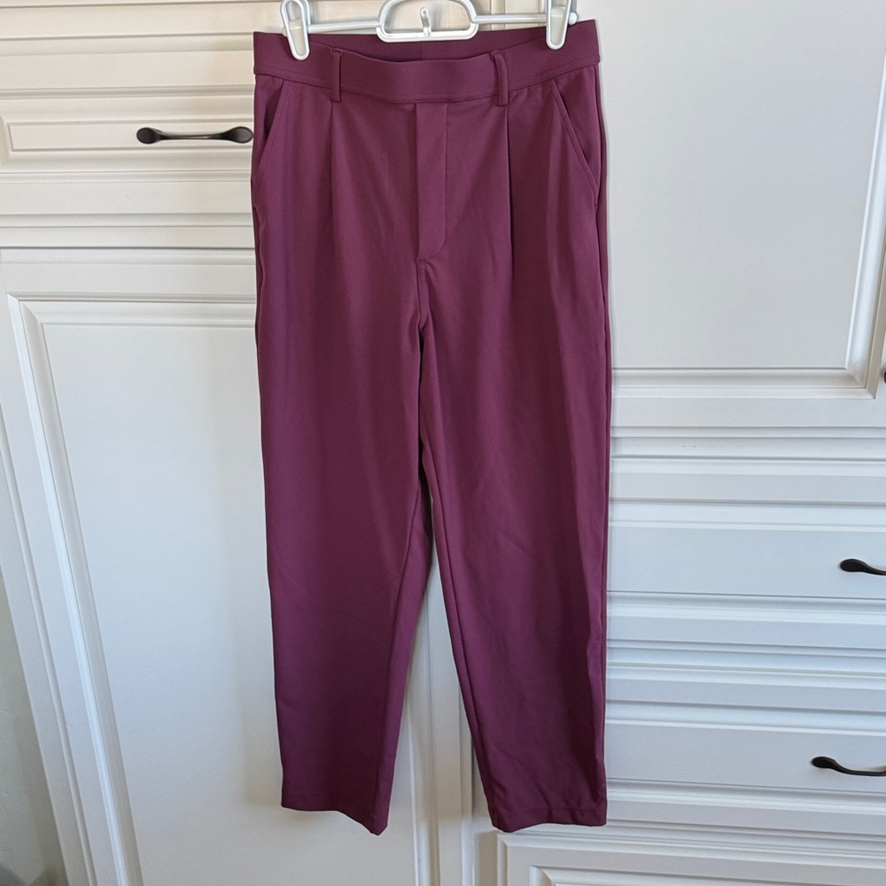 High Waisted Pocket Ankle Length Tapered Work Pants